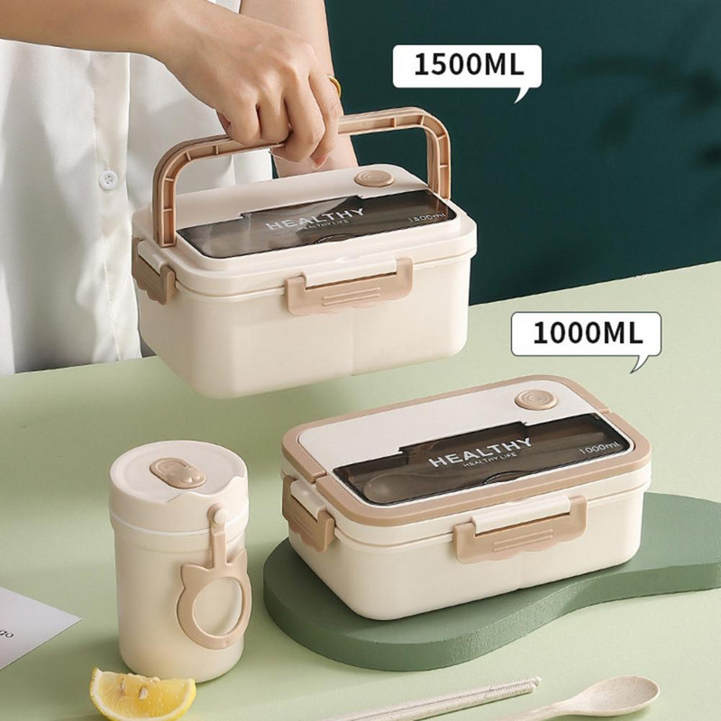 1 komplekt Tugev Bento Box lekkekindel lõunasöögikarp Tolmukindel kaas einekonteiner värskena säiliv lõunasöögikonteiner