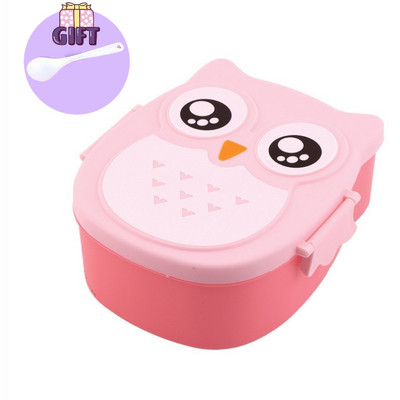 Prijenosna kutija za ručak Owl Plastična kutija za piknik s hranom u mikrovalnoj pećnici s crtežima sigurna za hranu za djecu, djecu, školu, uredsku kutiju Bento