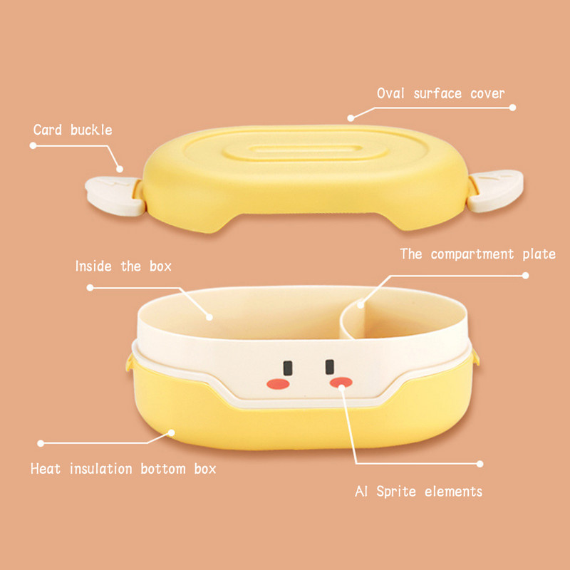 Cartoon 3 vaheseinaga plastikust laste lõunakarp Lekkekindel lastele Bento Box õpilaste toidukonteiner mikrolaineahi Kawaii lõunakast