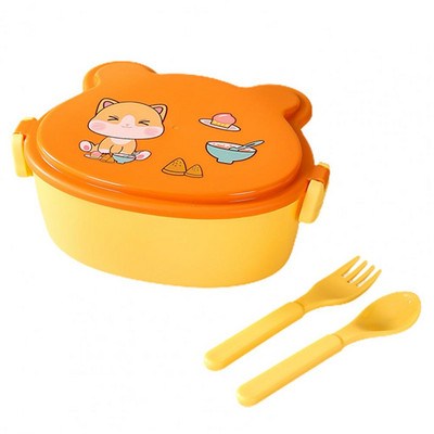 1 set kutije za ručak Dvoslojna kutija za mikrovalnu pećnicu s dvoslojnim odjeljkom velikog kapaciteta, nepropusna dječja kutija za bento s vilicom i žlicom