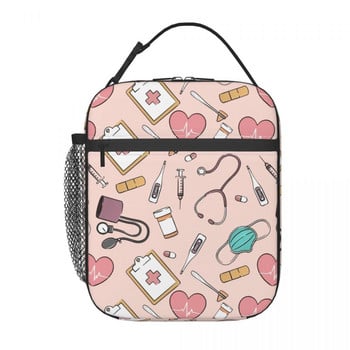Забавна медицинска сестра Изолирана чанта за обяд за пикник на открито Кърмене Непропусклив термичен охладител Bento Box Жени Деца