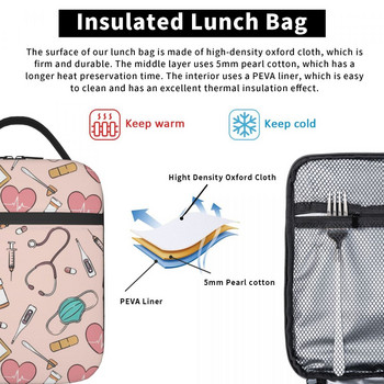 Забавна медицинска сестра Изолирана чанта за обяд за пикник на открито Кърмене Непропусклив термичен охладител Bento Box Жени Деца