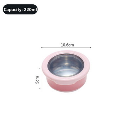 Silikonska okrugla zdjela Kutija za ručak Hladnjak Hrskava Kutija za ručak od nehrđajućeg čelika Zatvorena kutija za ručak Okrugla zdjela za instant rezance