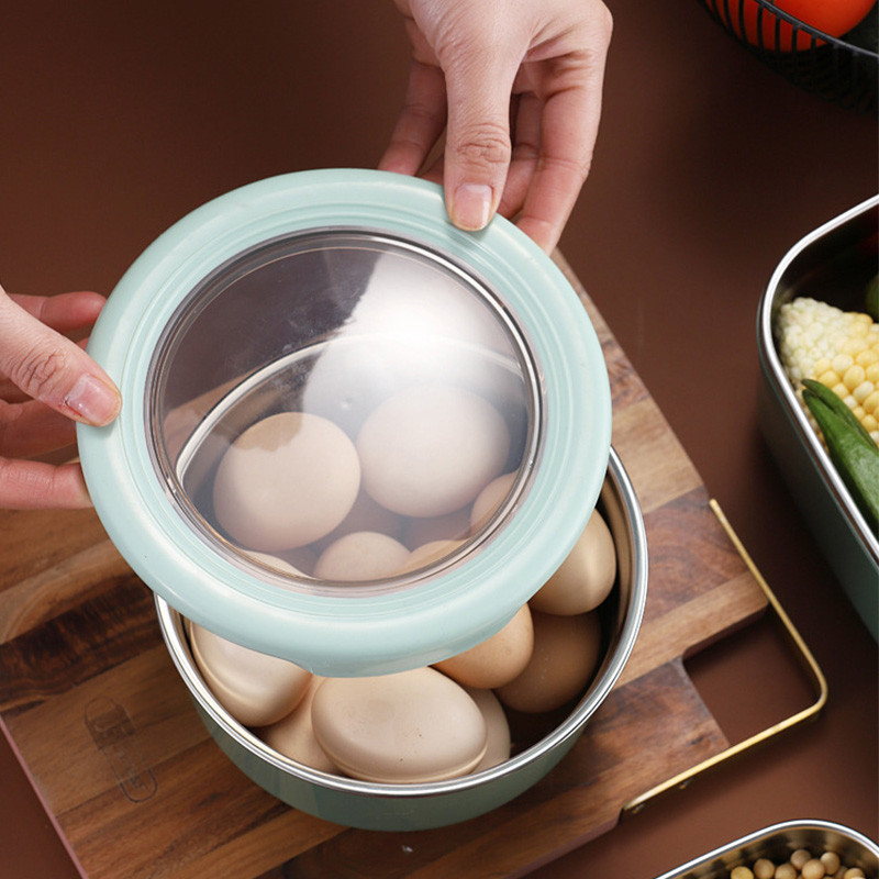 Silikonska okrugla zdjela Kutija za ručak Hladnjak Hrskava Kutija za ručak od nehrđajućeg čelika Zatvorena kutija za ručak Okrugla zdjela za instant rezance