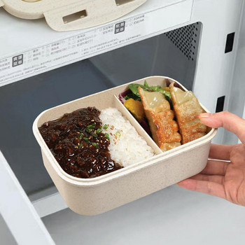 850ML Кутия за обяд Bento Контейнер с посуда Офис Консумативи Голям капацитет Преносима Две отделения