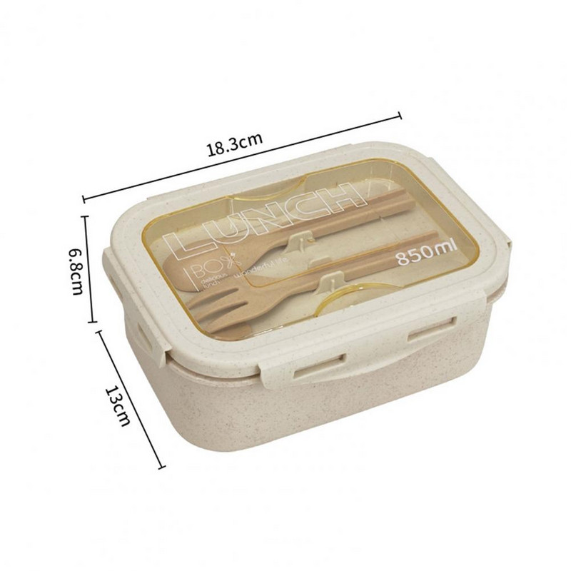 Kutija za ručak od 850 ml Bento spremnik s posuđem Uredski pribor velikog kapaciteta, prijenosna s dva odjeljka