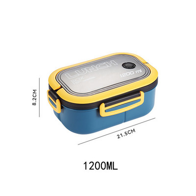 Dvojposchodový obedárový box 1200 ml Bento Box uzavretý prenosný obal na potraviny vhodný do mikrovlnnej rúry na kempovanie, výlety do práce a ovocie, box na zeleninu