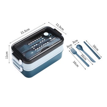 Кутия за обяд с микровълнова фурна, детска училищна, офисна, бенто кутия, многопластова, къмпинг, пикник, салата, контейнер за съхранение на храна с поставка за телефон