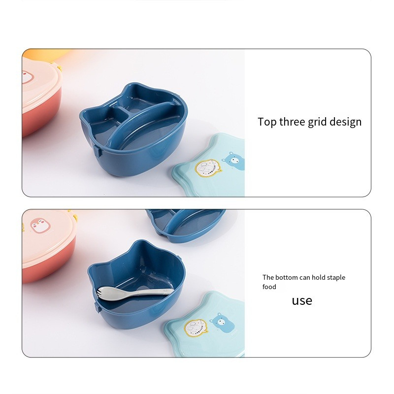 Multikas kahekihiline lõunakast lastele mikrolaineahjus soojendamiseks õpilaste kaasaskantav lõunakarp Puuviljakambri töötaja kerge lõunasöök