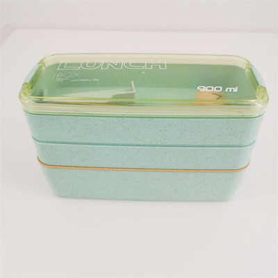 Kutija za ručak od zdravog materijala, 3 sloja Bento kutije od pšenične slame Posuda za jelo u mikrovalnoj pećnici, Kutija za ručak, 900 ml