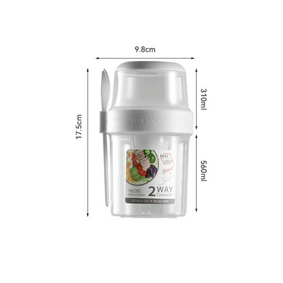 Doručak Zobene pahuljice Žitarice Orašasti plodovi Šalica za salatu od jogurta Set spremnika s vilicom Poklopac za šalicu za umak Bento Tuppers Konusna zdjelica za hranu Kutija za ručak