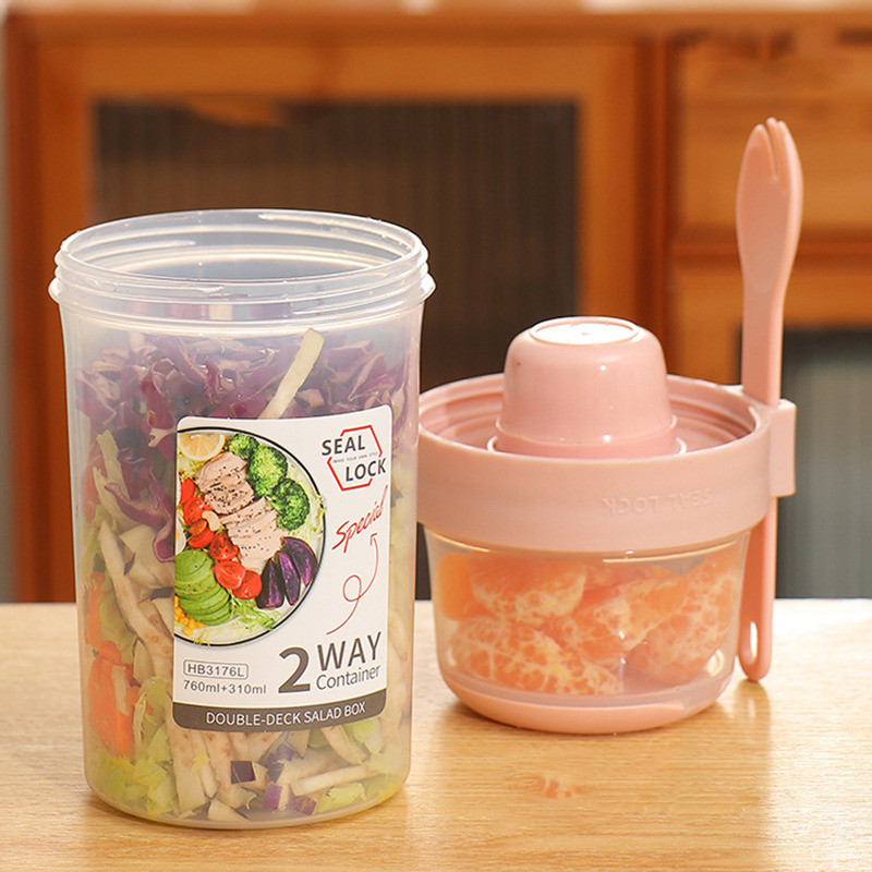 Doručak Zobene pahuljice Žitarice Orašasti plodovi Šalica za salatu od jogurta Set spremnika s vilicom Poklopac za šalicu za umak Bento Tuppers Konusna zdjelica za hranu Kutija za ručak