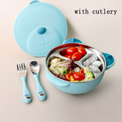 Dječji pribor za jelo Izolacija Tanjur za jelo Kutija za ručak Dječje posuđe Prijenosna usisna posuda od nehrđajućeg čelika Kutija za djecu Bento