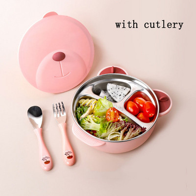 Dječji pribor za jelo Izolacija Tanjur za jelo Kutija za ručak Dječje posuđe Prijenosna usisna posuda od nehrđajućeg čelika Kutija za djecu Bento