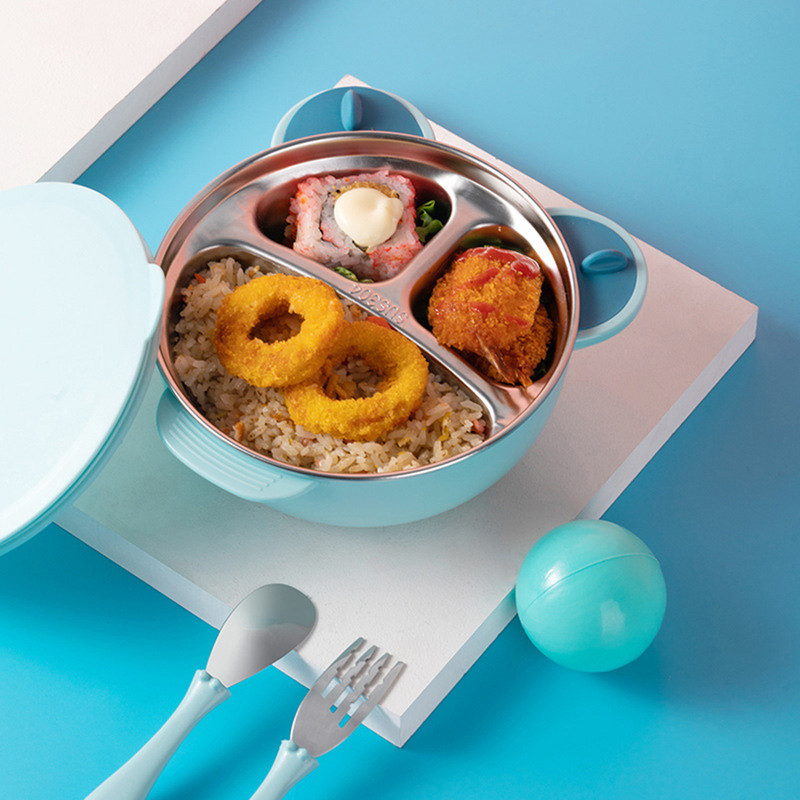 Dječji pribor za jelo Izolacija Tanjur za jelo Kutija za ručak Dječje posuđe Prijenosna usisna posuda od nehrđajućeg čelika Kutija za djecu Bento