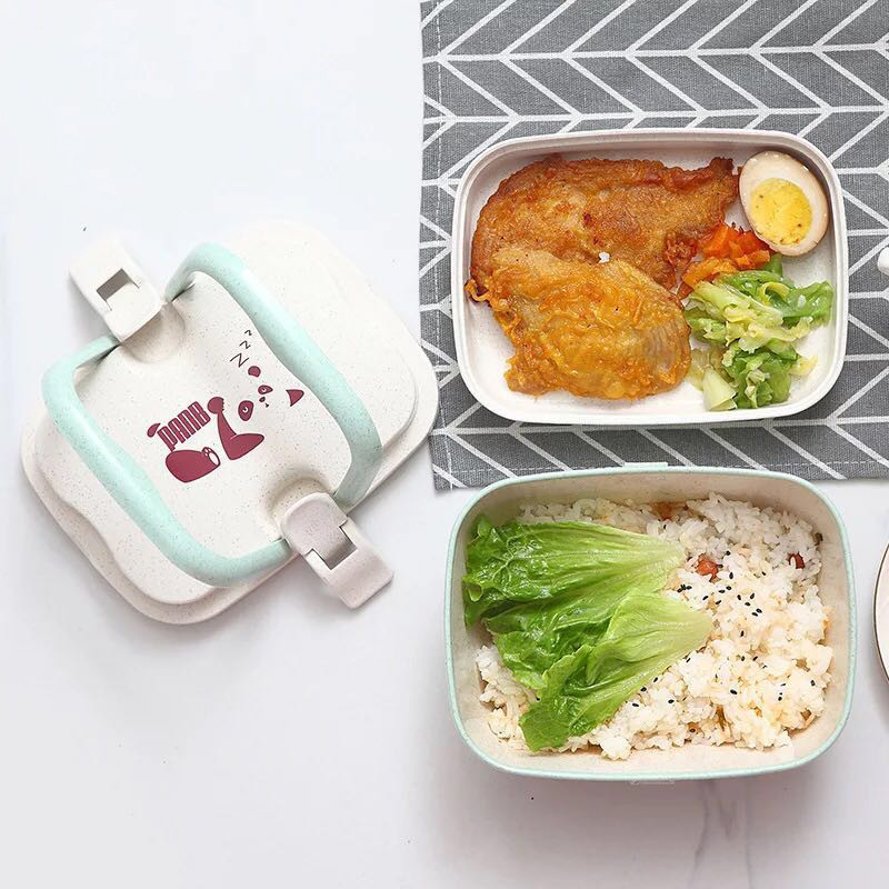 Kutija za ručak u mikrovalnoj pećnici Pšenična slama Kutija za bento crtani film Prijenosna kutija za hranu Spremnik Posuđe za jelo Za djecu Školski piknik Putovanja