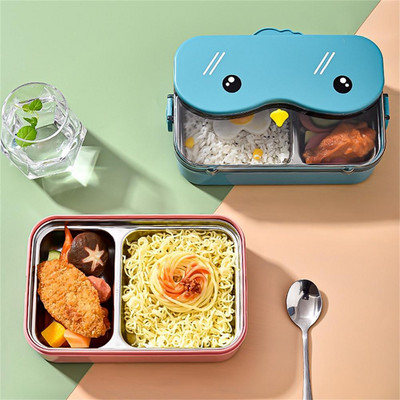 Кутия за обяд с дизайн на отделение Лъжица Пръчици за хранене Включени Кутия за съхранение на обяд Кутия за храна Бенто Кутия за открито