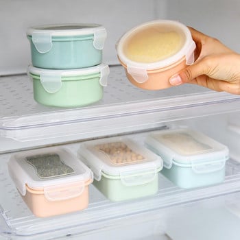 Στρογγυλό ορθογώνιο Mini Crisper Lunch Box Πλαστικό κουτί αποθήκευσης αποθήκευση τροφίμων Δοχείο τροφίμων Bento Box Organizer αποθήκευσης κουζίνας