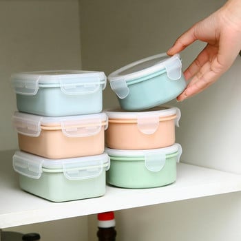 Στρογγυλό ορθογώνιο Mini Crisper Lunch Box Πλαστικό κουτί αποθήκευσης αποθήκευση τροφίμων Δοχείο τροφίμων Bento Box Organizer αποθήκευσης κουζίνας