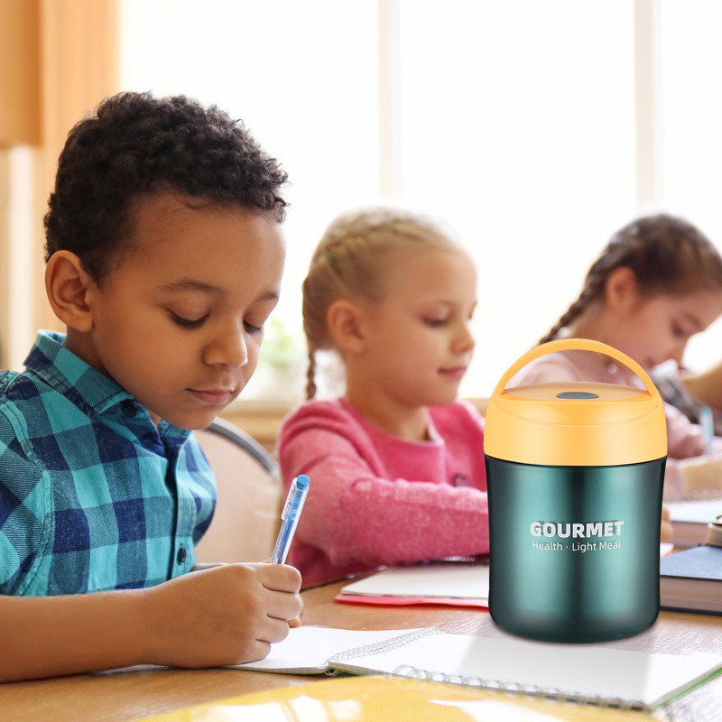 500 ml roostevabast terasest termosega lõunakarp lusikaga lastele, lastele, kooli BPA-vaba lekkekindel minisupi kuuma toidu pudelikonteiner