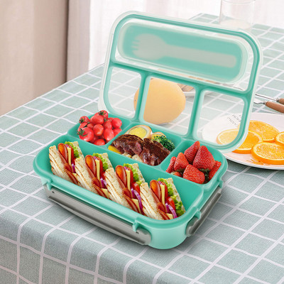 Priešpiečių dėžutė 1300ml 4 skyriai Bento dėžutė, be BPA, sandari, nepralaidi maisto dėžutė, priešpiečių talpykla, nepralaidi mikrobangų krosnelė indaplovė