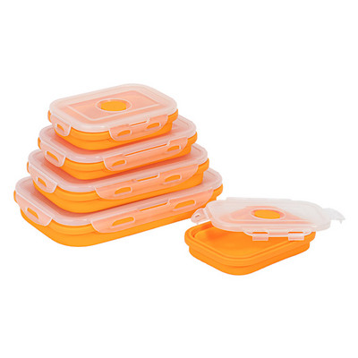 1200ML silikonska sklopiva kutija za ručak, sklopivi spremnik za pohranu hrane, Bento pravokutna kutija za piknik u mikrovalnoj pećnici bez BPA