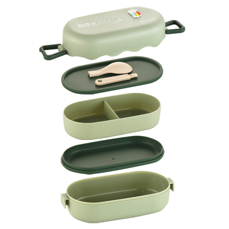 850 ml kahekihiline Bento kast, suure mahutavusega lekkekindel toidu hoiukonteiner, suletud pikniku koolikontori lõunakast mikrolaineahjuga