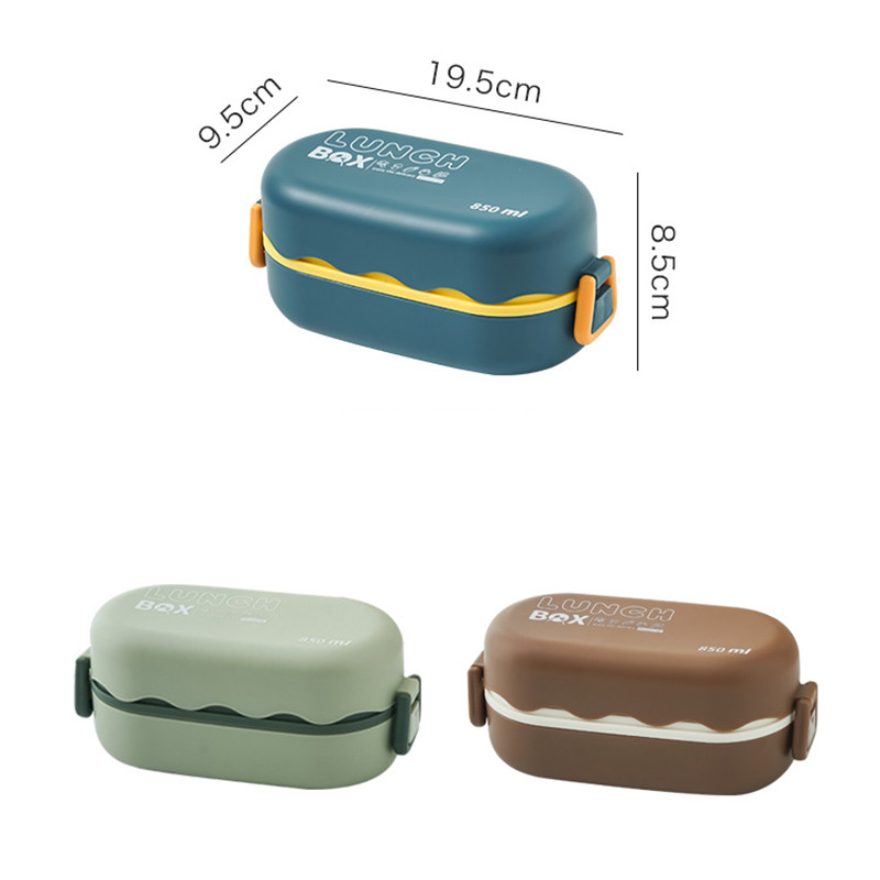 850 ml kahekihiline Bento kast, suure mahutavusega lekkekindel toidu hoiukonteiner, suletud pikniku koolikontori lõunakast mikrolaineahjuga