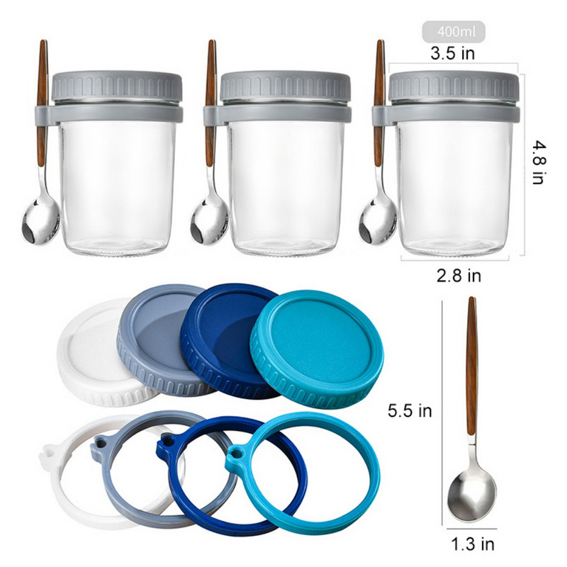 Pusryčių avižinių dribsnių puodeliai Antspaudas Stiklinis Puodelis Grūdų Riešutų Jogurto Salotų Puodelių Rinkinys Su Šaukštu Padažu Puodelis Butelis Maisto laikymo Bento Box Pietūs