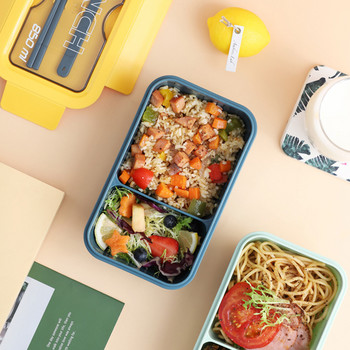 Κουτί φαγητού φούρνου μικροκυμάτων 850ML με κουτάλι chopsticks Βραδινό σερβίτσιο Αποθήκευση τροφίμων Δοχείο για παιδιά Παιδικό σχολείο γραφείου φούρνο μικροκυμάτων Bento Box