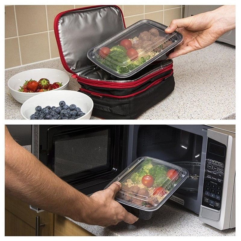 TECHOME 1000/1500 ml ühekordne lõunakarbi plastikust puuviljasalatikonteiner kaanega Mikrolaineahjus küpsetatav eine ettevalmistamine jõusaali kontoris ettevalmistamine