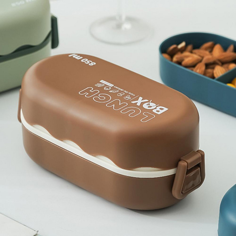 Praktiškas priešpiečių indas nuo nutekėjimo dvigubo sluoksnio nuolat gaivinantis daugiafunkcis mokyklinių vaikų pietų maisto indas su šaukštu