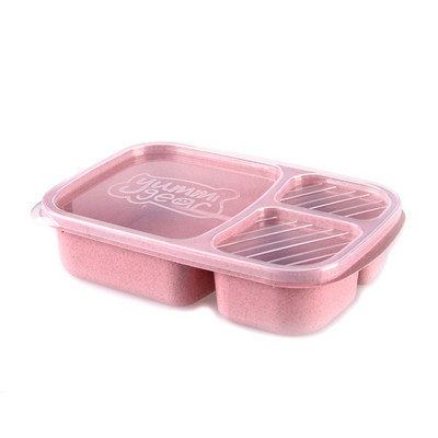 Nisuõlgedest lõunakarp Kolme kambriga Bento Box mikrolaineahjuga toit Kuumakindel lekkekindel sööginõud Puuviljad Case Koolikontor