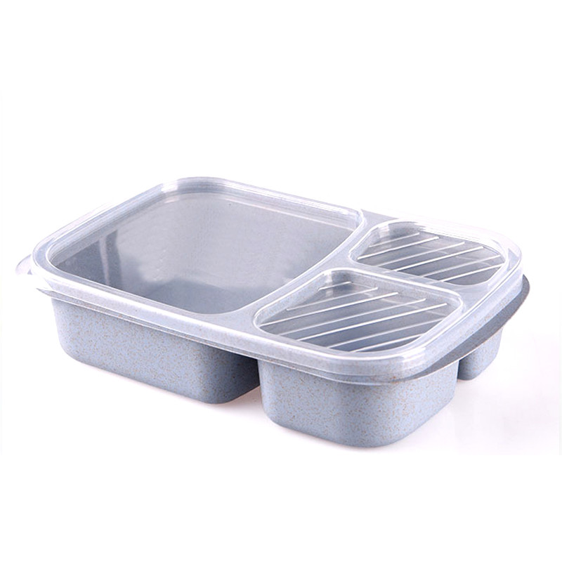 Nisuõlgedest lõunakarp Kolme kambriga Bento Box mikrolaineahjuga toit Kuumakindel lekkekindel sööginõud Puuviljad Case Koolikontor