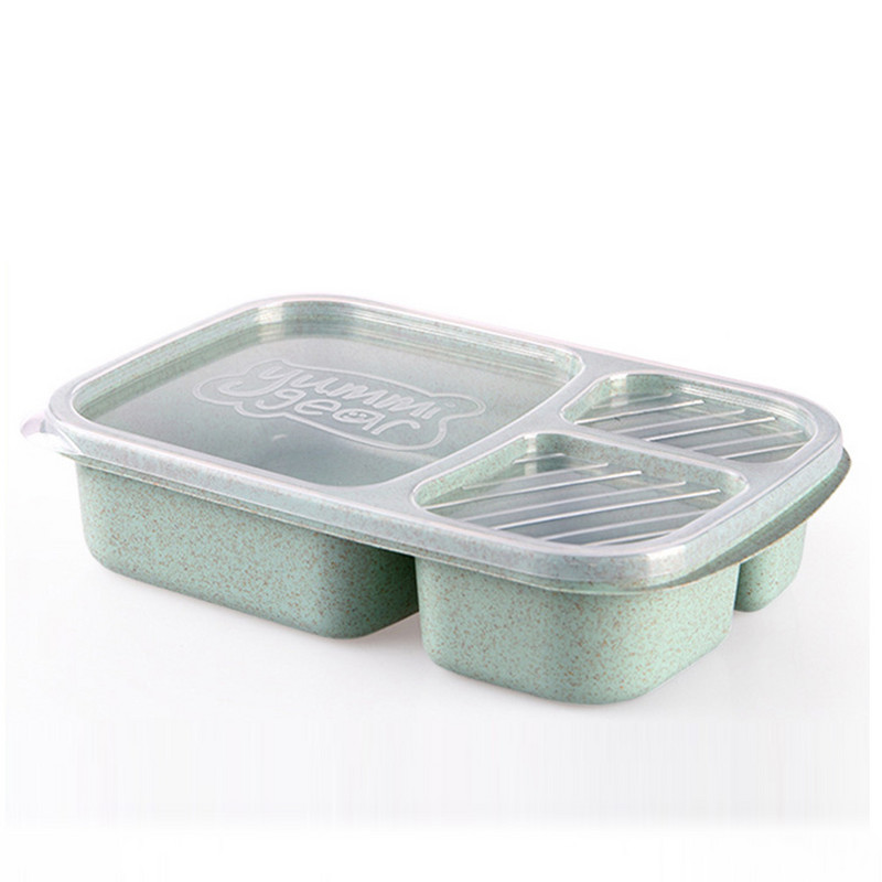 Nisuõlgedest lõunakarp Kolme kambriga Bento Box mikrolaineahjuga toit Kuumakindel lekkekindel sööginõud Puuviljad Case Koolikontor