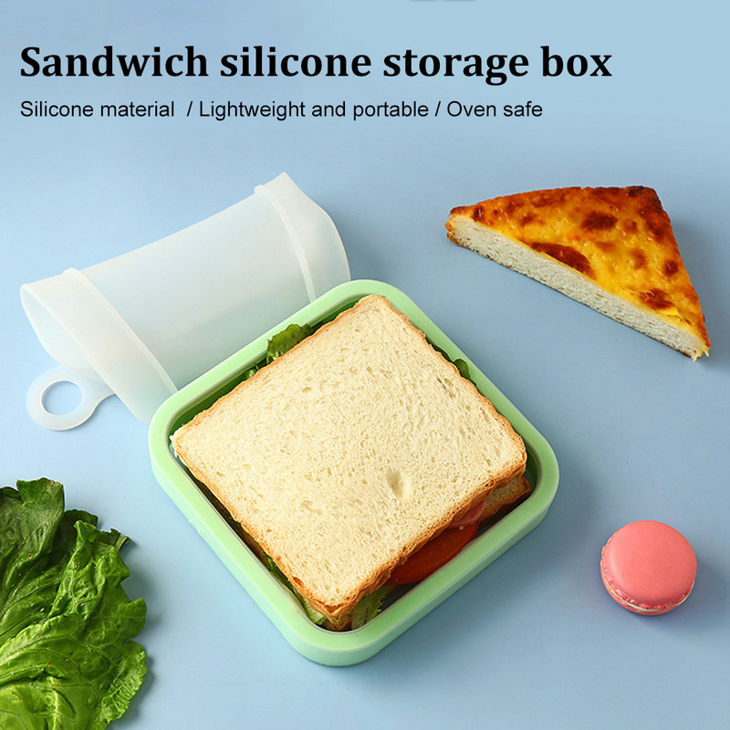 Prijenosna kutija za tost za sendviče Silikon za višekratnu upotrebu za djecu Školsko putovanje Ručak Bento Posuđe za službenike blagajne