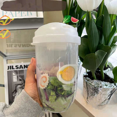 Kaasaskantav hommikusöögi kaerahelbed teravilja- ja pähkli-jogurti salati tassi konteineri komplekt kahvlikastme tassi kaanega Bento toidukauss köögi lõunasöögikarp