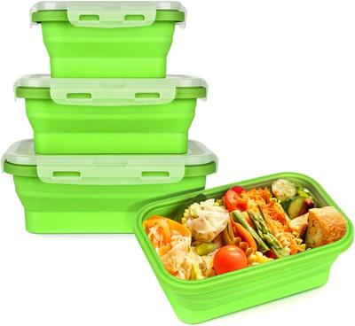 Sklopiva silikonska kutija za ručak Bento kutije Posuda za pripremu obroka za kuhinjsku mikrovalnu pećnicu Zamrzivač i perilica posuđa Set od 4 komada