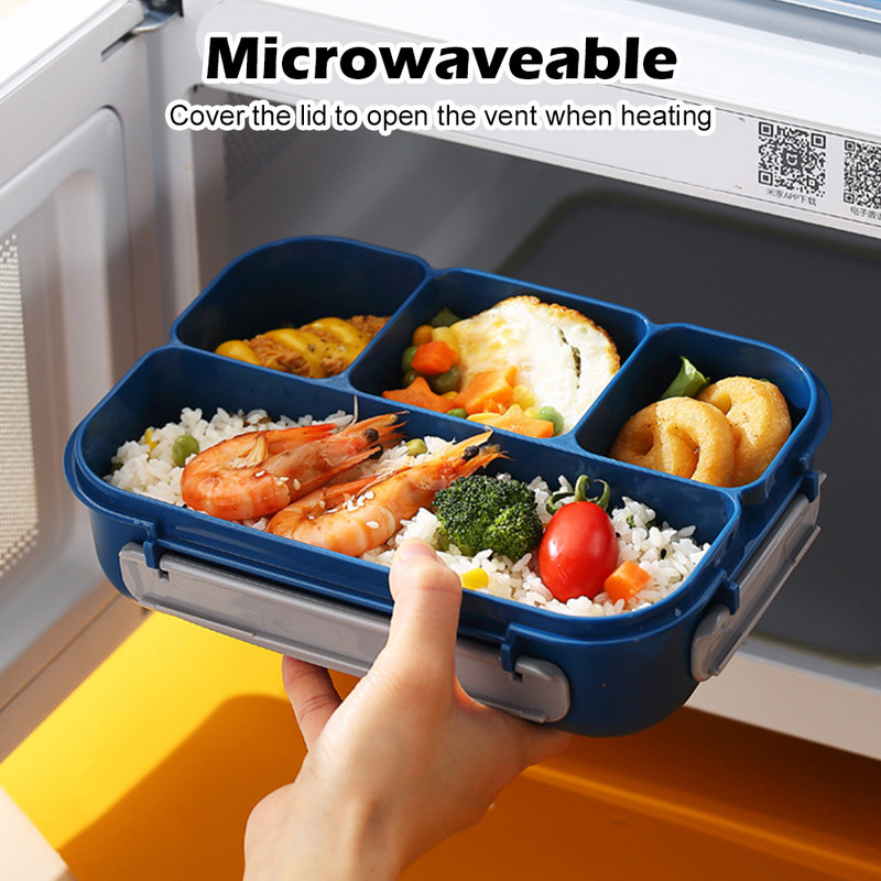 Lõunakarp Bento Box 1000ml 4 sektsiooniga Bento lõunakarp Mikrolaineahjus lõunasöögikonteiner Lekkekindel Bento Box täiskasvanud kontoritöötajatele