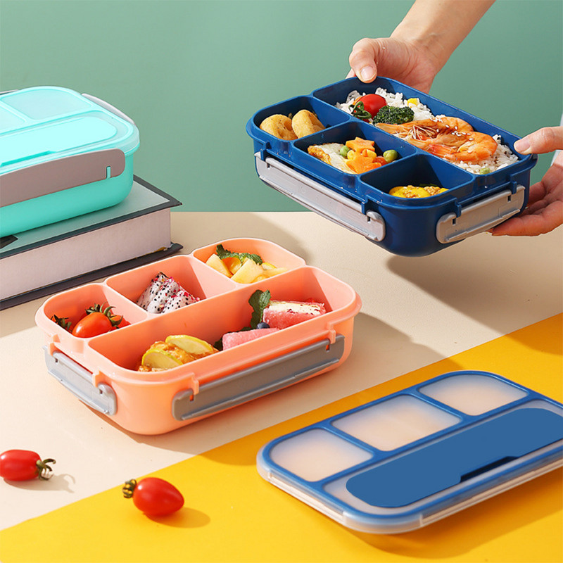 Lõunakarp Bento Box 1000ml 4 sektsiooniga Bento lõunakarp Mikrolaineahjus lõunasöögikonteiner Lekkekindel Bento Box täiskasvanud kontoritöötajatele