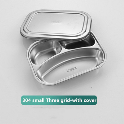 Tanjur za ručak s 2/3/4 odjeljka Kutija za ručak od nehrđajućeg čelika 304 Tanjur za ručak za djecu i studente Poslužavnik za ručak u kantini s poklopcem