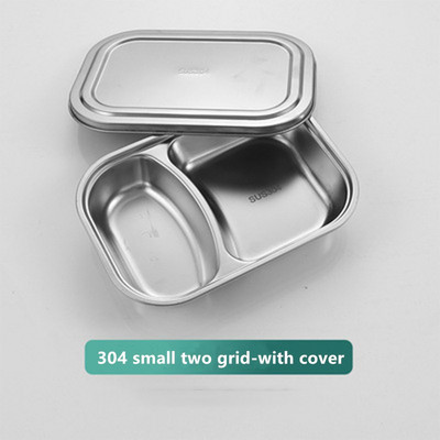 Tanjur za ručak s 2/3/4 odjeljka Kutija za ručak od nehrđajućeg čelika 304 Tanjur za ručak za djecu i studente Poslužavnik za ručak u kantini s poklopcem