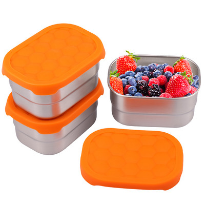 3 db rozsdamentes acél snack tároló szilikon fedéllel 8 uncia szivárgásmentes snack Bento Box újrafelhasználható kis élelmiszer tároló edények
