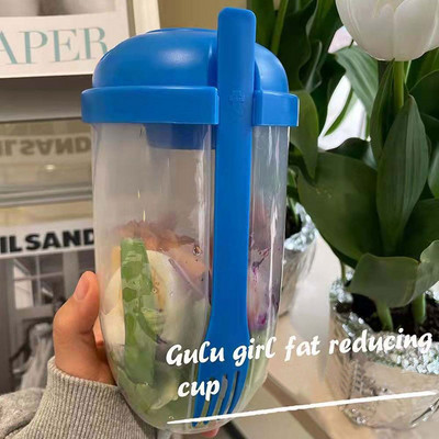 Prijenosna šalica za salatu Dvostruka šalica zobenih pahuljica Jogurt Orašasti plodovi Kutija za voće sa smanjenim udjelom masti Šalica s poklopcem Žlica Šalica za doručak Kutija za ručak