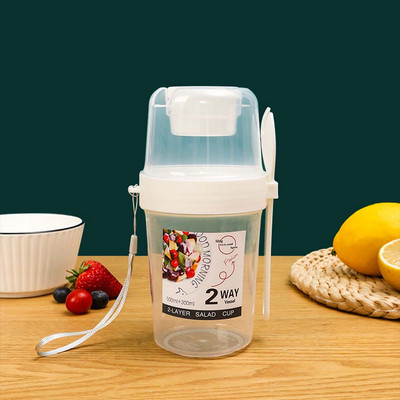 Prijenosna šalica za salatu Dvostruka šalica zobenih pahuljica Jogurt Orašasti plodovi Kutija za voće sa smanjenim udjelom masti Šalica s poklopcem Žlica Šalica za doručak Kutija za ručak