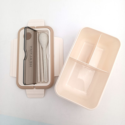 Sektsioon lõunakarbi plastist kaasaskantav söögikarp õpilastele kontori Bento Box mikrolaineahjus toidunõud söögipulkade ja lusikaga