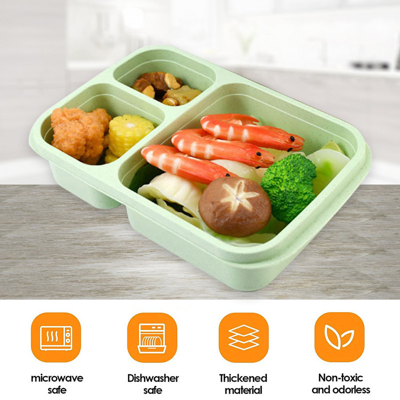 Prijenosna Bento kutija, torba za ručak, školski ured, mikrovalna kutija za ručak, kutija za pohranu hrane, posuda za jelo od pšenične slame za djecu i odrasle