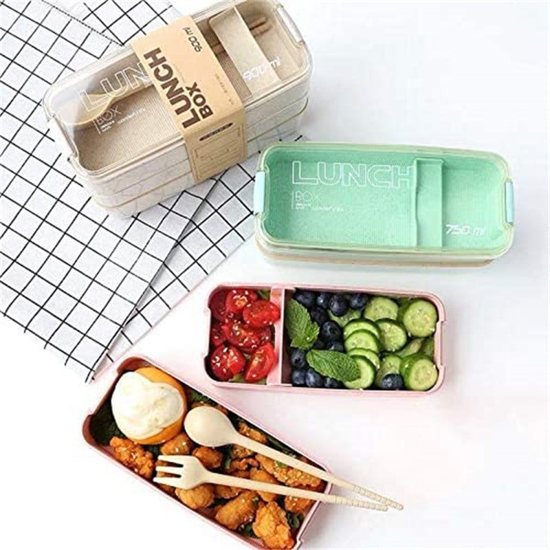 Japonský slamený obedár, 2/3 vrstvy, pšeničná slamka, bento boxy, riad v mikrovlnnej rúre, nádoba na skladovanie potravín, obedár, kuchynské potreby