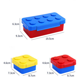 Цветни блокове Снаждаща се кутия за обяд Преносими запечатани деца Студентски бенто контейнери Микровълнова фурна Подходяща за съдомиялна машина Фризер Непропусклив