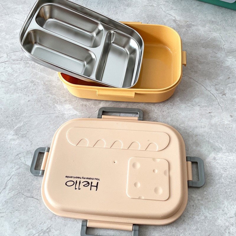 Kawaii nerūdijančio plieno priešpiečių dėžutės nešiojamos grotelės Bento dėžutės saldainių spalvos Studentų mokyklos biuras sveiko maisto laikymo indai